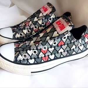 Womens Sz 6 Converse All Star Broken Heart Black & White Chuck Taylors